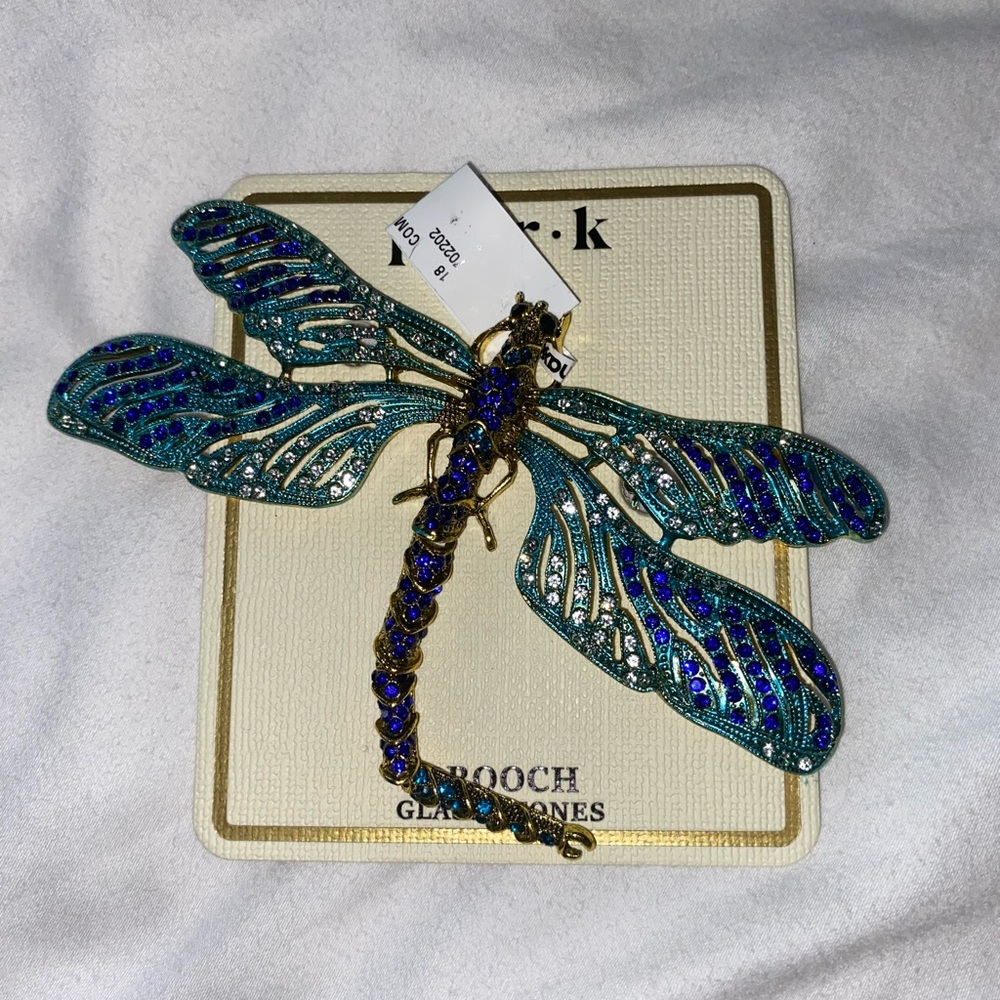 Blue, Teal, and Green Dragonfly Brooch